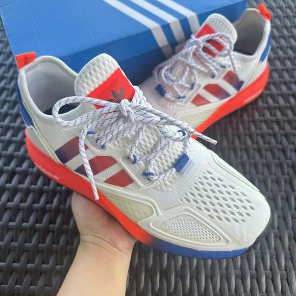 Adidas ZX 2K Boost J White Solar Red Kid's Athletic Shoes FX9519