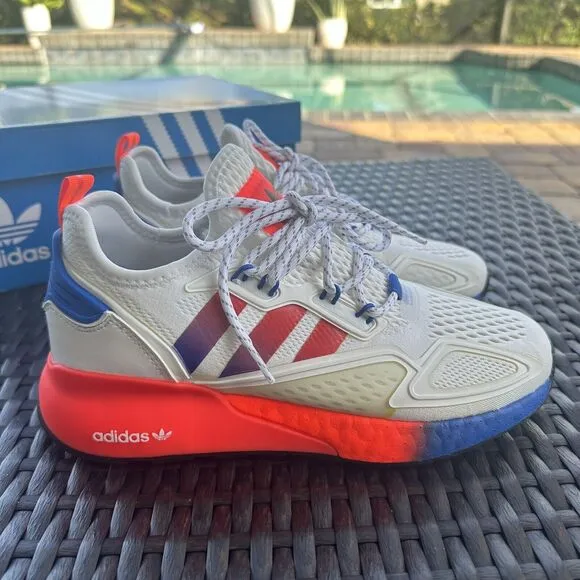Adidas ZX 2K Boost J White Solar Red Kid's Athletic Shoes FX9519