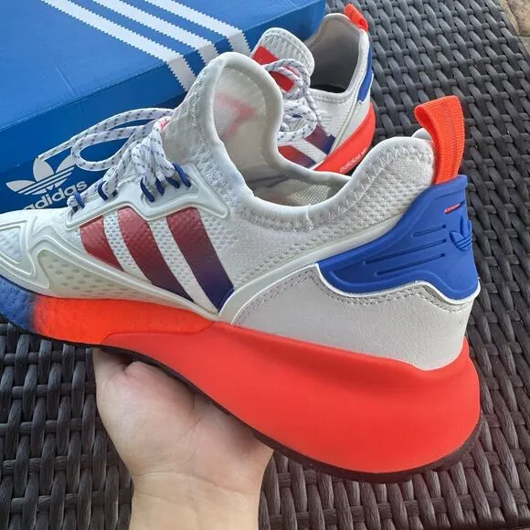 Adidas ZX 2K Boost J White Solar Red Kid's Athletic Shoes FX9519