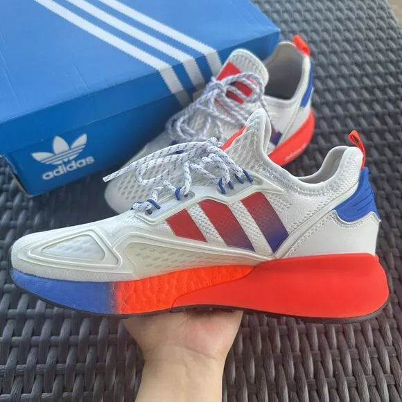 Adidas ZX 2K Boost J White Solar Red Kid's Athletic Shoes FX9519