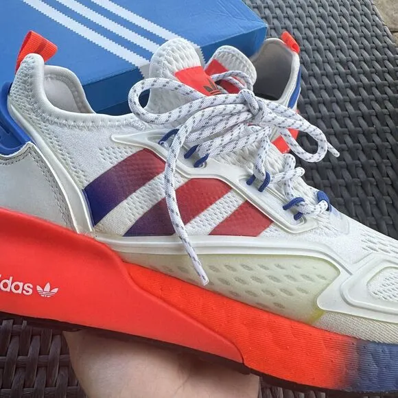 Adidas ZX 2K Boost J White Solar Red Kid's Athletic Shoes FX9519