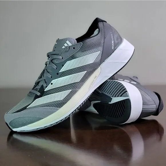 Adidas Adizero Adios 7 Women's Grey Running Shoes White Black Size 8.5 Pro X New