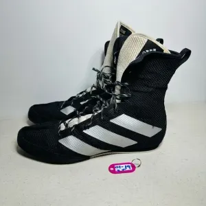 Adidas Box Hog 3 Black Silver Boxing Shoes Mid Cut Mesh Gum Sole FX0563  Sz  10