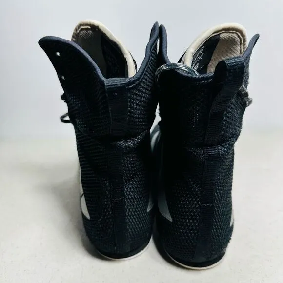 Adidas Box Hog 3 Black Silver Boxing Shoes Mid Cut Mesh Gum Sole FX0563  Sz  10