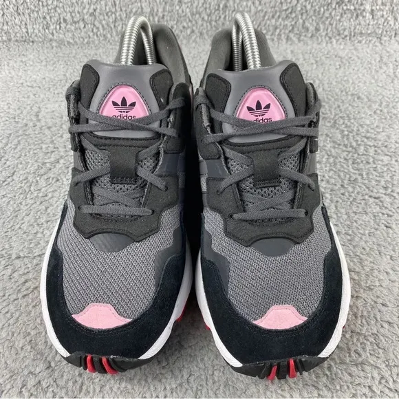 Adidas original yung-96 J Pink Shoes Youth‎ 7 Women 8.5 Suede Mesh Lace Up Grey