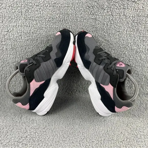 Adidas original yung-96 J Pink Shoes Youth‎ 7 Women 8.5 Suede Mesh Lace Up Grey