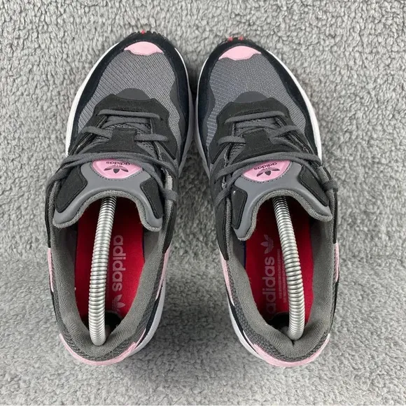 Adidas original yung-96 J Pink Shoes Youth‎ 7 Women 8.5 Suede Mesh Lace Up Grey