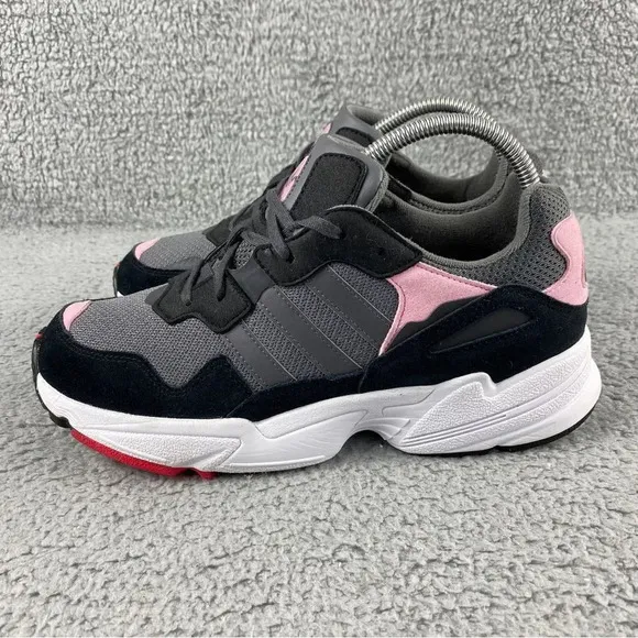 Adidas original yung-96 J Pink Shoes Youth‎ 7 Women 8.5 Suede Mesh Lace Up Grey