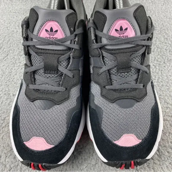 Adidas original yung-96 J Pink Shoes Youth‎ 7 Women 8.5 Suede Mesh Lace Up Grey