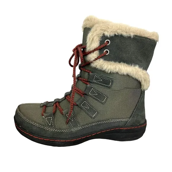 Aetrex Waterproof Fur Trim Winter Boots  Women's Size 7  Gray Snow Boots  BB162W