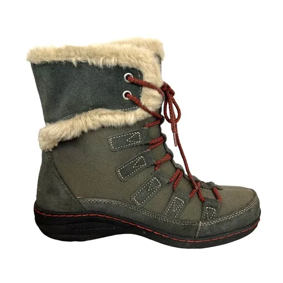 Aetrex Waterproof Fur Trim Winter Boots  Women's Size 7  Gray Snow Boots  BB162W