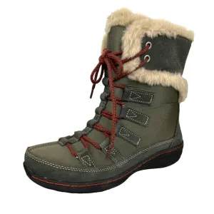 Aetrex Waterproof Fur Trim Winter Boots  Women's Size 7  Gray Snow Boots  BB162W