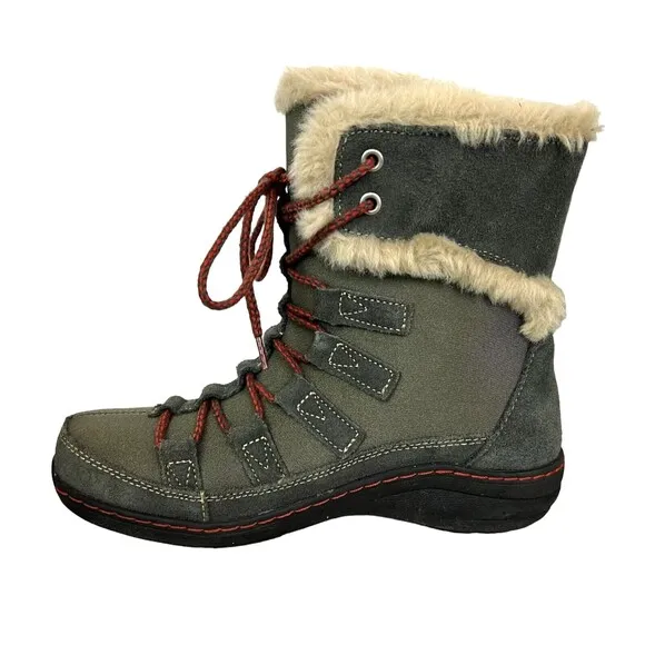 Aetrex Waterproof Fur Trim Winter Boots  Women's Size 7  Gray Snow Boots  BB162W