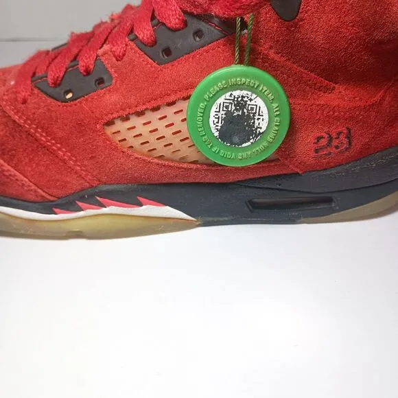 Air Jordan 5 Retro GS Size 7Y Raging Bull 2021 Red Suede Black Bred 440888-600