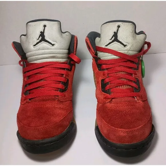 Air Jordan 5 Retro GS Size 7Y Raging Bull 2021 Red Suede Black Bred 440888-600