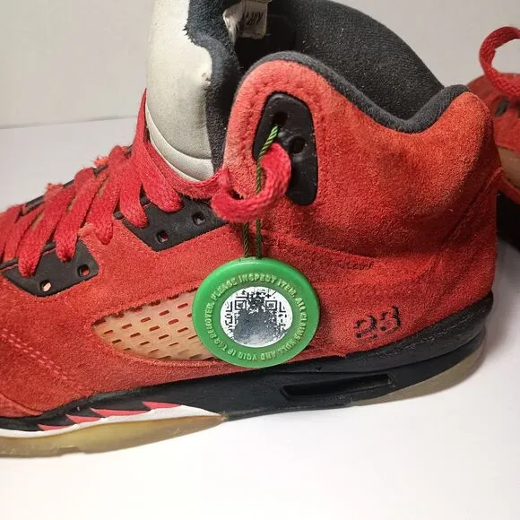 Air Jordan 5 Retro GS Size 7Y Raging Bull 2021 Red Suede Black Bred 440888-600