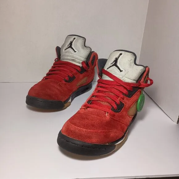 Air Jordan 5 Retro GS Size 7Y Raging Bull 2021 Red Suede Black Bred 440888-600
