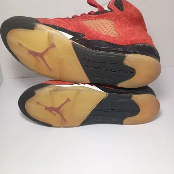 Air Jordan 5 Retro GS Size 7Y Raging Bull 2021 Red Suede Black Bred 440888-600
