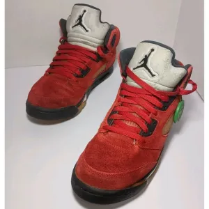 Air Jordan 5 Retro GS Size 7Y Raging Bull 2021 Red Suede Black Bred 440888-600