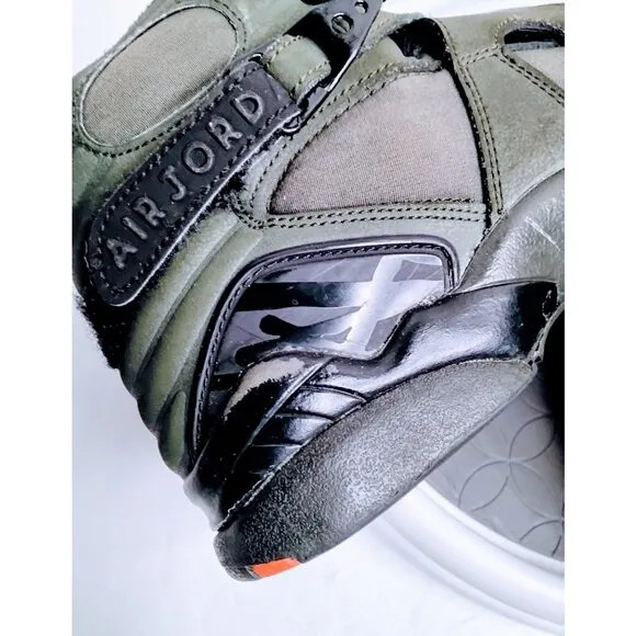 Air Jordan 8 Retro Olive Green &amp; Black Basketball Shoes US 5Y Youth Size