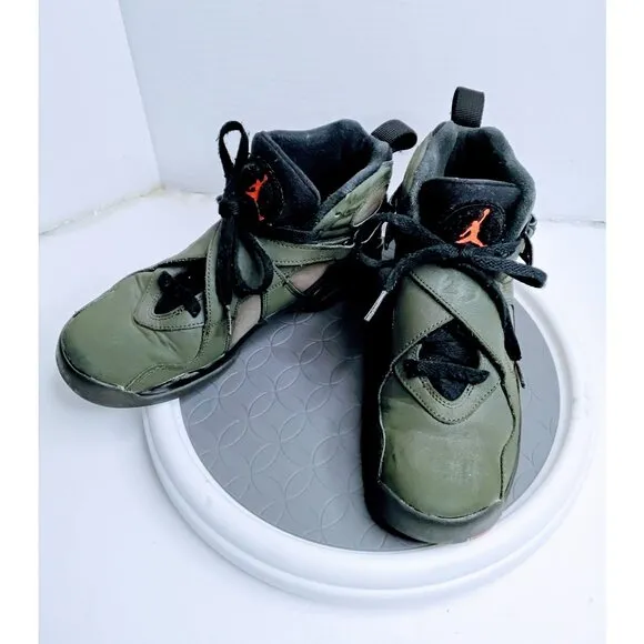 Air Jordan 8 Retro Olive Green &amp; Black Basketball Shoes US 5Y Youth Size