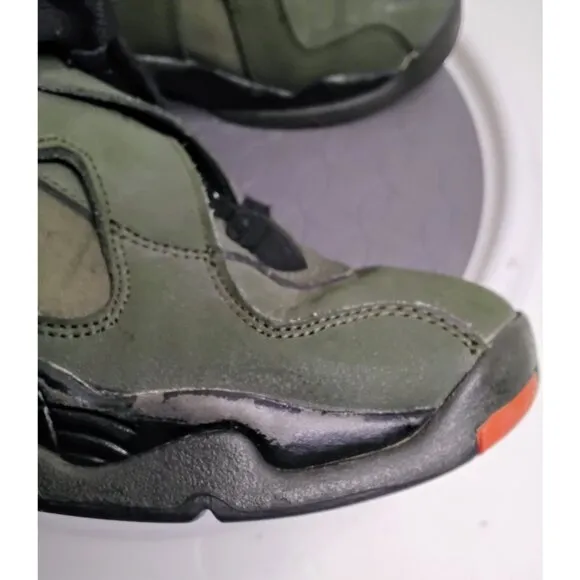 Air Jordan 8 Retro Olive Green &amp; Black Basketball Shoes US 5Y Youth Size