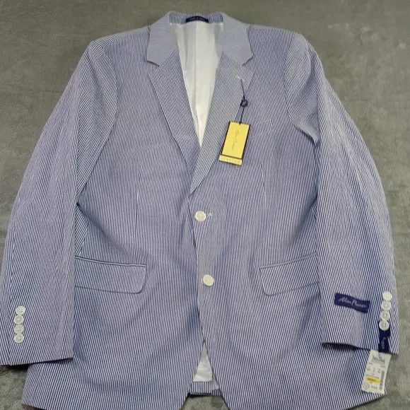 Alan Flusser Blazer Jacket Sports Coat Mens Sz 44 Reg Blue White Preppy Coastal