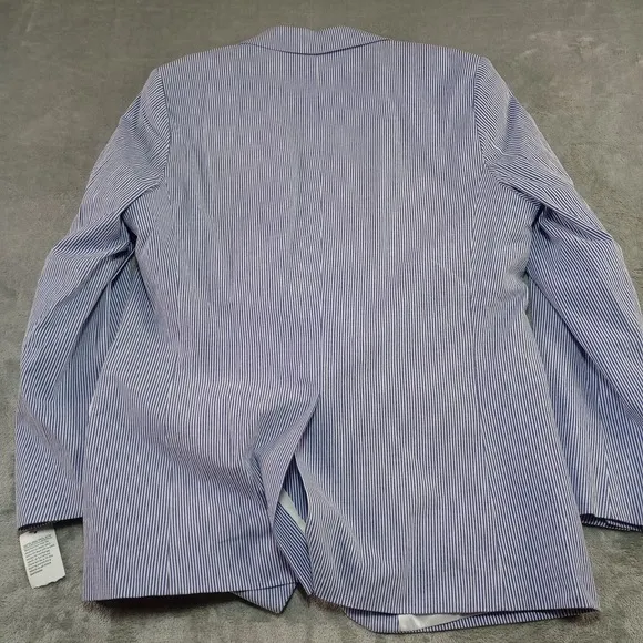 Alan Flusser Blazer Jacket Sports Coat Mens Sz 44 Reg Blue White Preppy Coastal