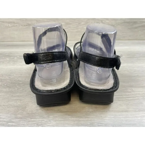 Alegria by PG Lite Verona Ver-211 Women's 9 Black Leather Wedge Slingback Sandal