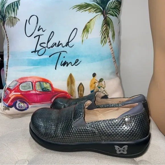 Alegria Keli Metallic Silver Leather Chrome Comfort Nursing Slip-On Shoes