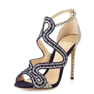 Alexandre Birman  Alice Suede/Snake Sandal Bali/Mono Natural Size EU38/US 7.5