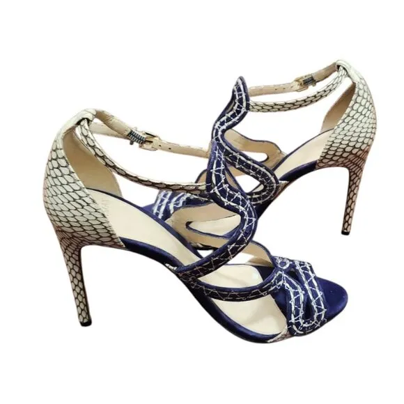Alexandre Birman  Alice Suede/Snake Sandal Bali/Mono Natural Size EU38/US 7.5