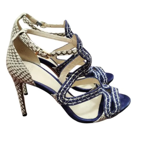 Alexandre Birman  Alice Suede/Snake Sandal Bali/Mono Natural Size EU38/US 7.5