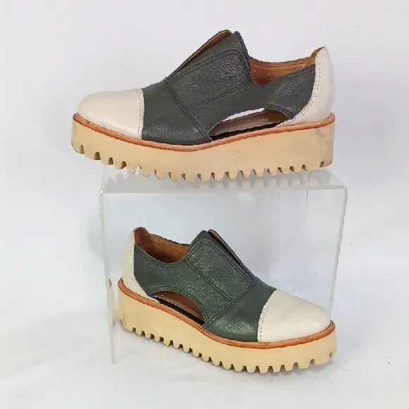 All Black Gray And Cram Platform Shoes.