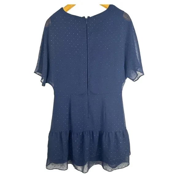 All Saints Marley Shimmer Mystic Blue Short Sleeve Mini Dress Size: 6