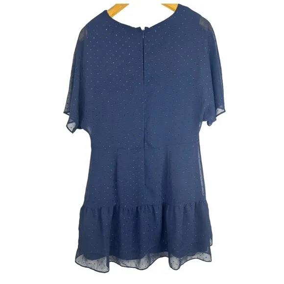 All Saints Marley Shimmer Mystic Blue Short Sleeve Mini Dress Size: 6