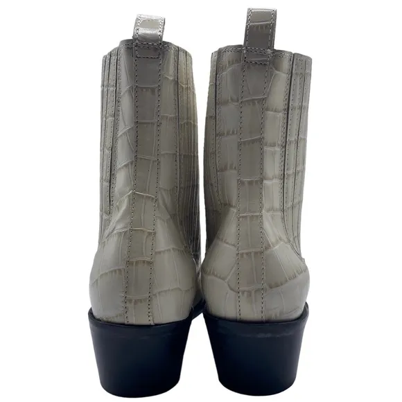 All Saints Women Shoes Miriam Boots Sz 10 White Ivory Croc Leather Western Chic