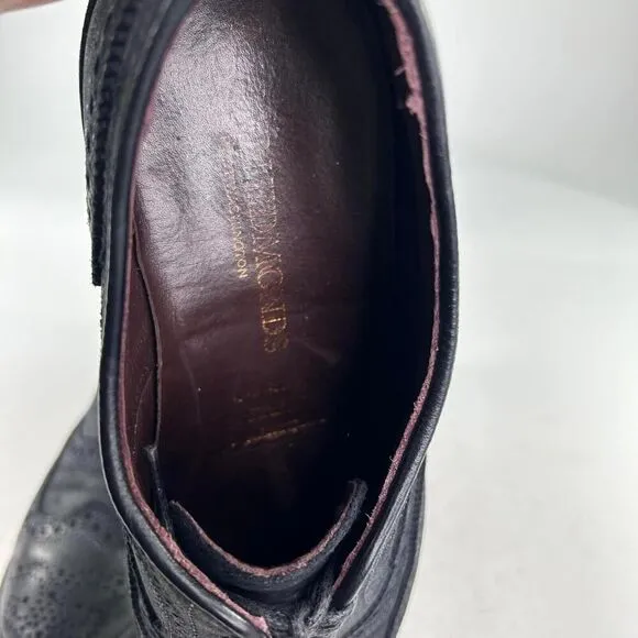 Allen Edmonds Port Washington Wingtip Shoe Mens US 9 D Black Leather Derby Shoes