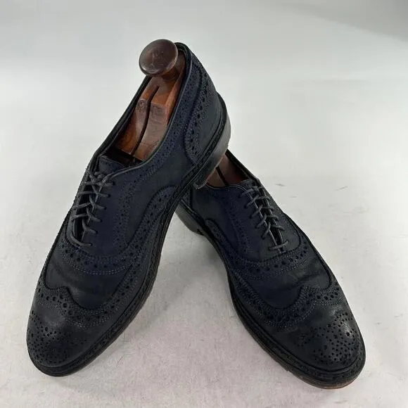 Allen Edmonds Port Washington Wingtip Shoe Mens US 9 D Black Leather Derby Shoes