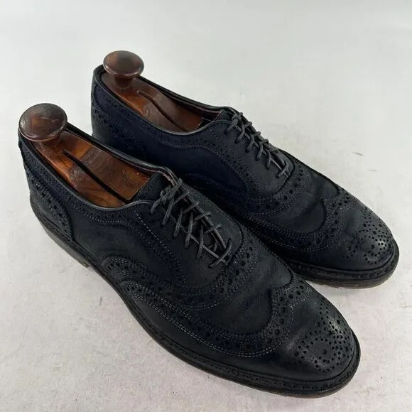 Allen Edmonds Port Washington Wingtip Shoe Mens US 9 D Black Leather Derby Shoes