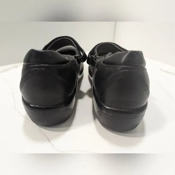 Apex Ambulator Black Leather Mary Jane Womens Velcro straps Shoes Size 8.5 wide