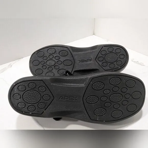 Apex Ambulator Black Leather Mary Jane Womens Velcro straps Shoes Size 8.5 wide