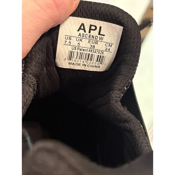 APL Athletic Propulsion Labs Ascend Black Gray Running Shoes Women’s Size 7.5