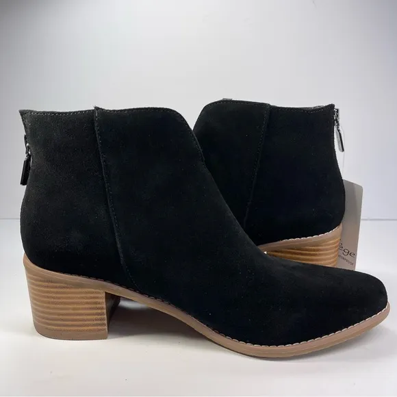 Aqua College Woman's Emily Black Suede Waterproof Black Ankle Boots Size