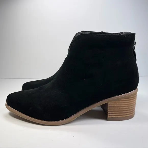 Aqua College Woman's Emily Black Suede Waterproof Black Ankle Boots Size