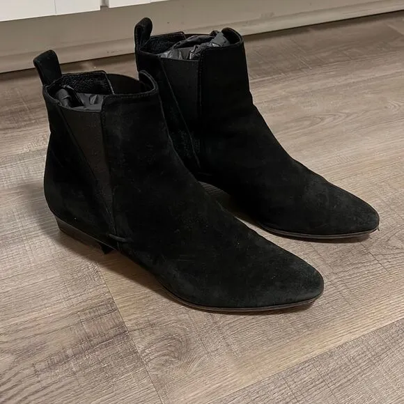 Aquatalia Fausta Suede Black Booties, Women’s Size 8.5 Waterproof