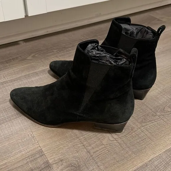 Aquatalia Fausta Suede Black Booties, Women’s Size 8.5 Waterproof
