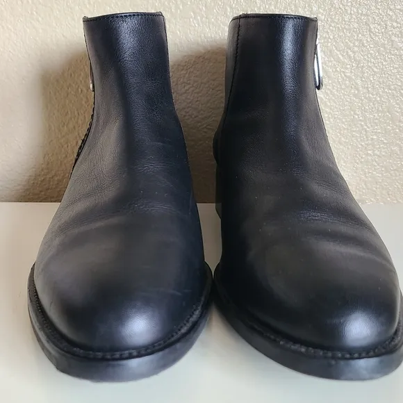 aquatalia nadie leather ankle boots waterproof black made in italy size 8.5