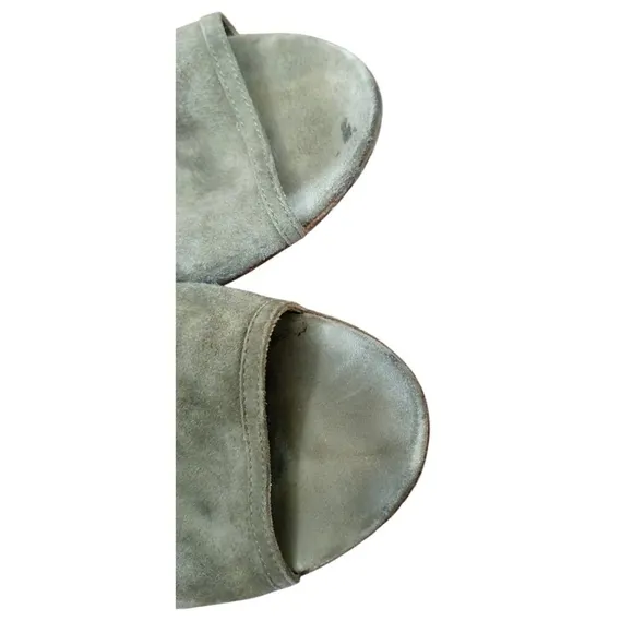 Aquazzura 85mm Sexy Thing Suede Wedge Sandals Olive Truffle Size 37.5