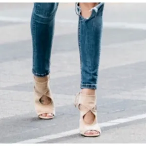 Aquazzura 85mm Sexy Thing Suede Wedge Sandals Olive Truffle Size 37.5